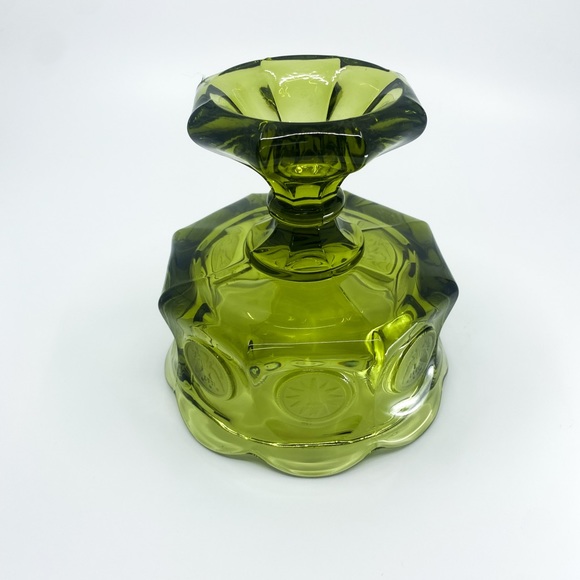 Vintage 1960s Fostoria Green Wedding Compote Bowl Coin Dot Glass - Picture 8 of 10